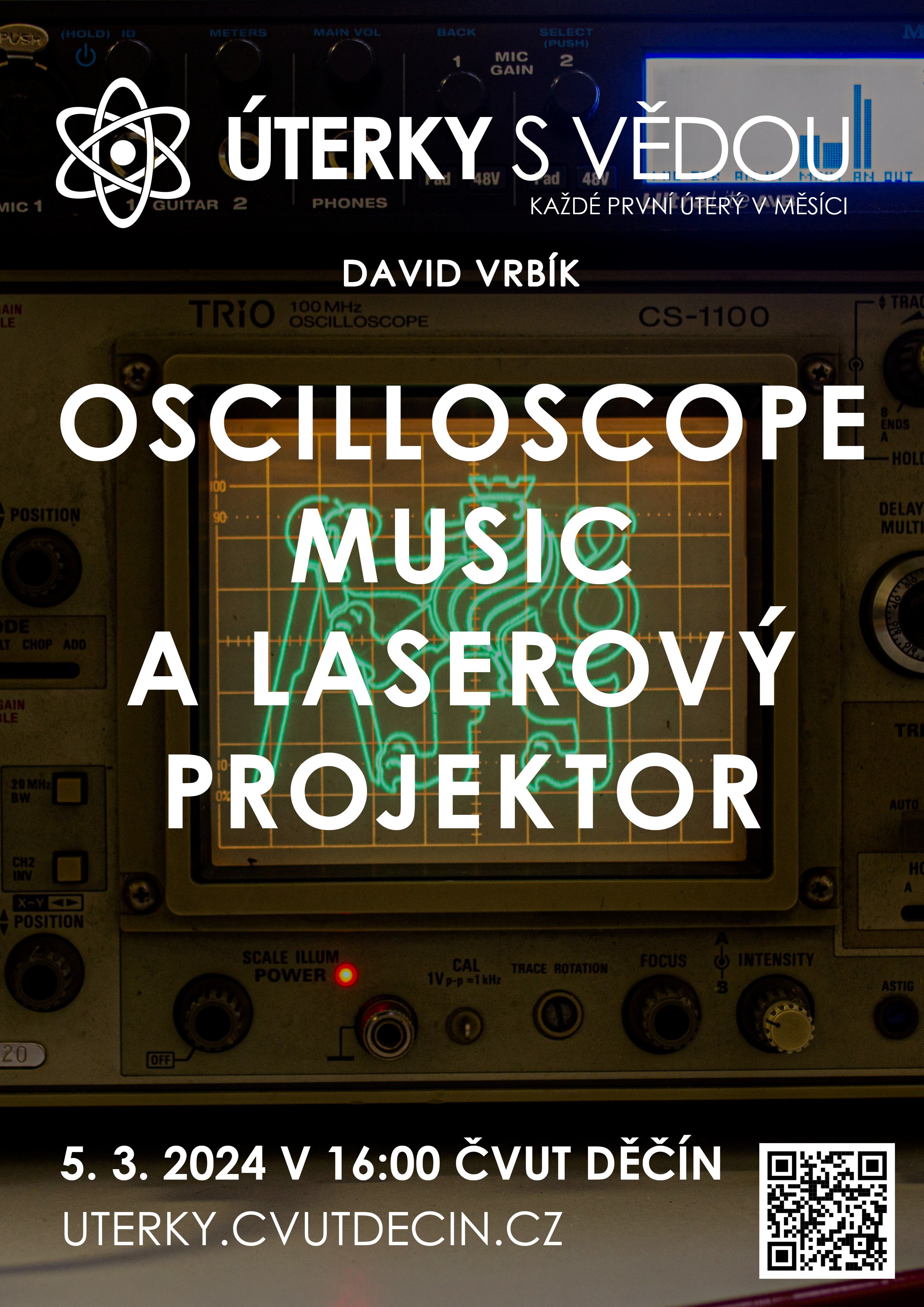 Leták přednášky Oscilloscope music a laserový projektor